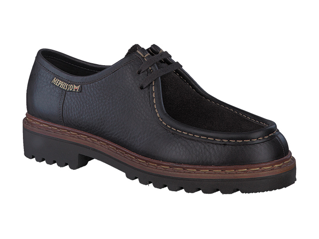 Chaussures Basses Mephisto Peppo Pour Homme - Derby En Cuir Pleine Fleur, Semelle Caoutchouc - Confort Large