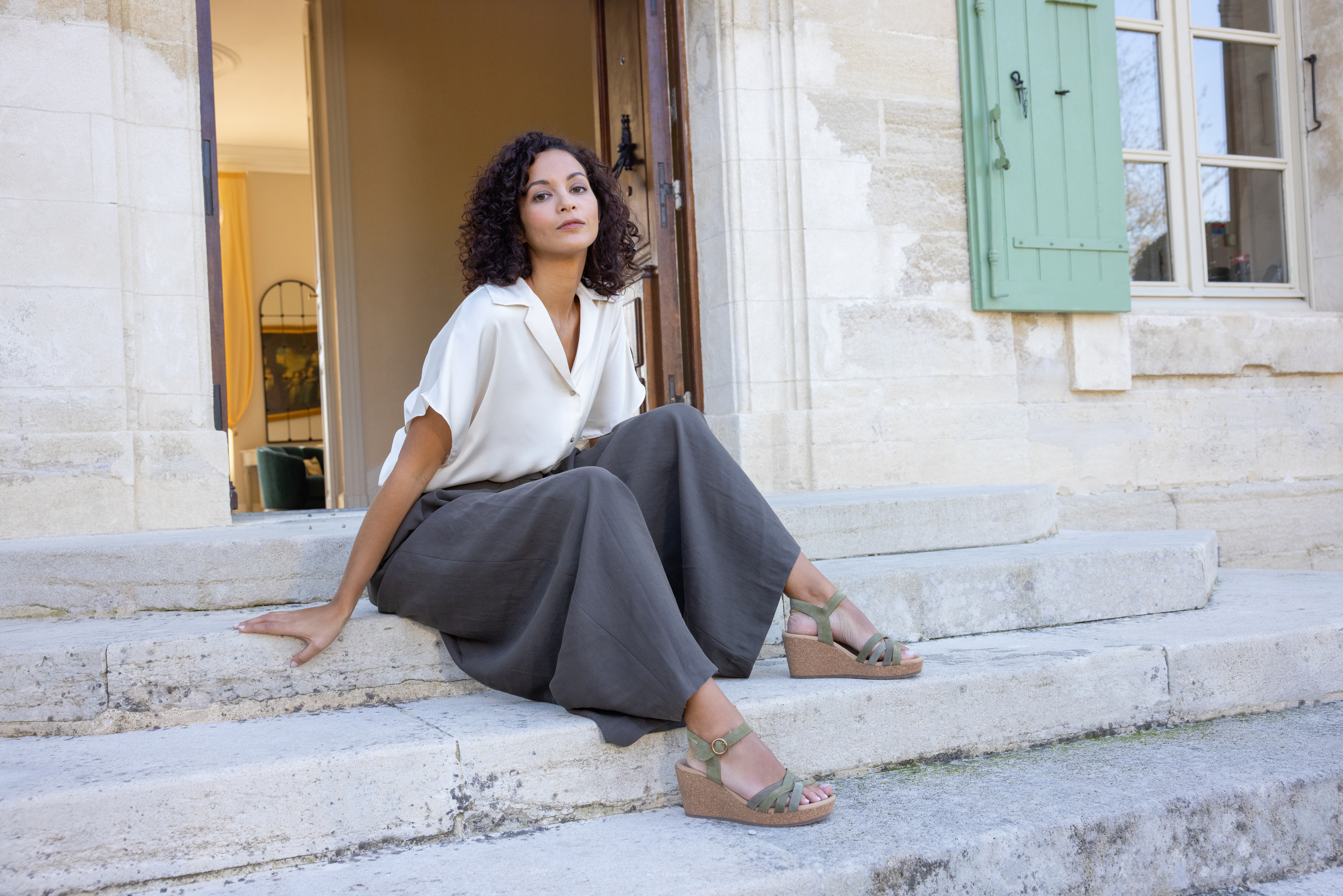 sandales femme modèle Niagara Kaki clair - Mephisto